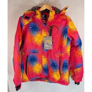 Gemyse Girls Ski Jacket Waterproof Mountain Winter Coat Pink Yellow XL 14/16 NEW